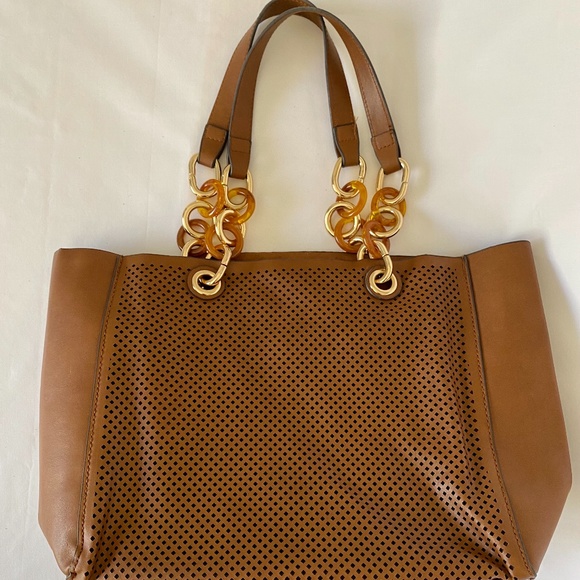 Aldo Handbags - Aldo Laser-Cut Tote | Cognac | Gold-Tone Chain